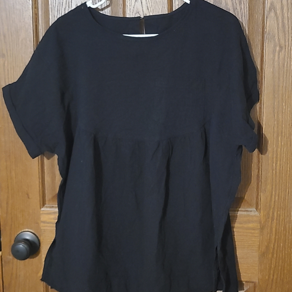 Chic Black Short Sleeve Women's Top